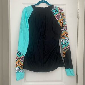 Rash Guard Women’s Top and Bottom Set Geometric Coloring